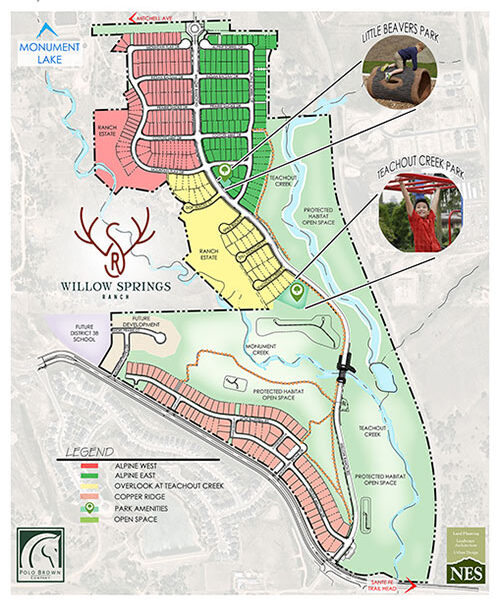 Development Map - Willow Springs Ranch planned residential community in Monument, Colorado